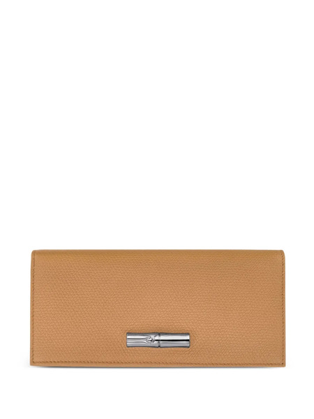  Longchamp Roseau Textured Leather Wallet - Brown 