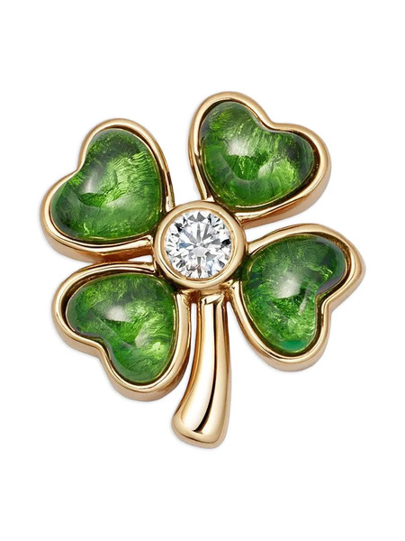  Loquet Four Leaf Clover Diamond And Tsavorite Locket Charm - Gold 