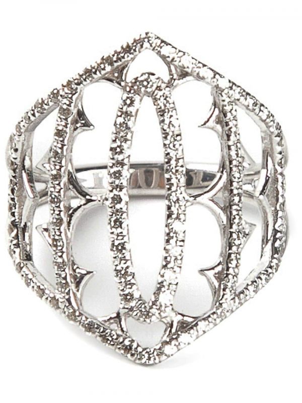  Loree Rodkin White Gold And Grey Diamond Pavé Shield Ring - Metallic 
