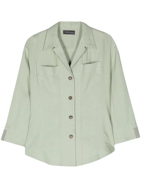  Lorena Antoniazzi Camp-collar Linen-blend Shirt - Green 