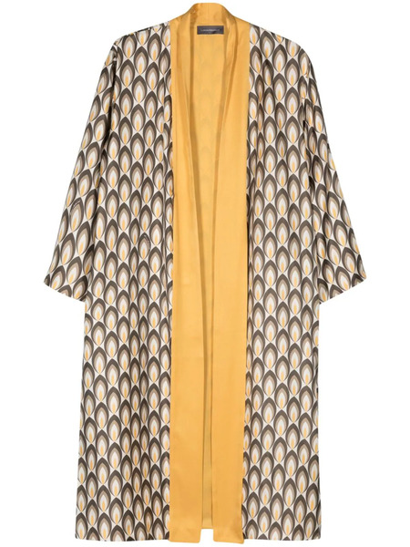  Lorena Antoniazzi Geometric-pattern Midi Silk Kaftan - Neutrals 
