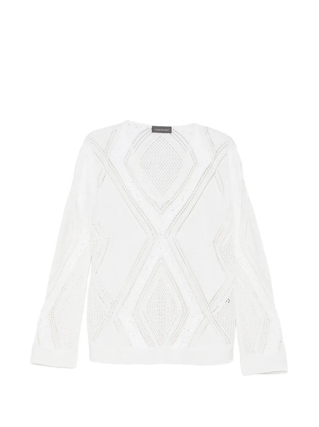  Lorena Antoniazzi Openwork V-neck Sweater - White 