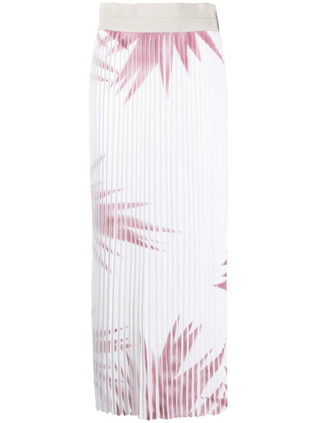  Lorena Antoniazzi Palm Tree-print Pleated Skirt - White 