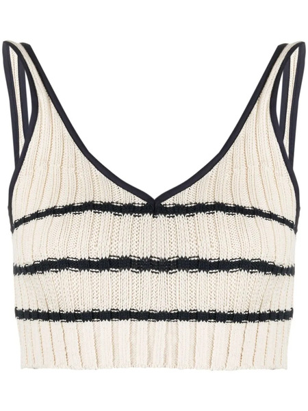  Lorena Antoniazzi Ribbed-knit Cropped Top - Neutrals 