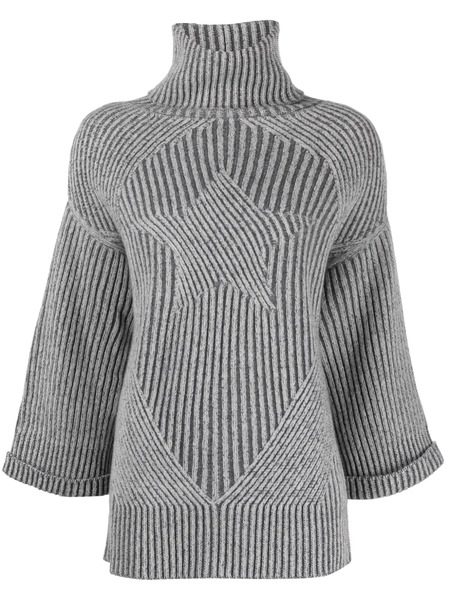  Lorena Antoniazzi Star-embroidered Roll-neck Jumper - Grey 