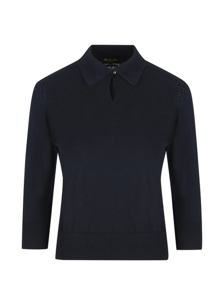  Loro Piana Collared Polo Top - Blue 