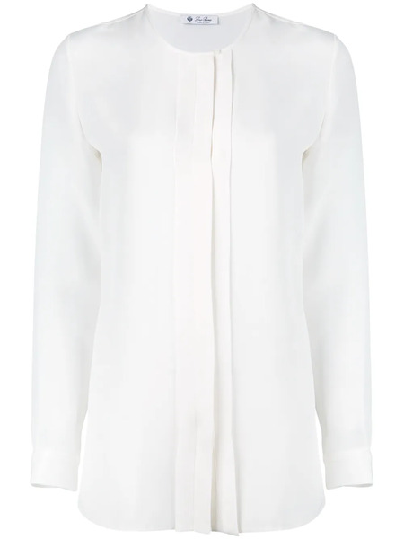  Loro Piana Crew Neck Long Sleeve White Blouse white Blouses 
