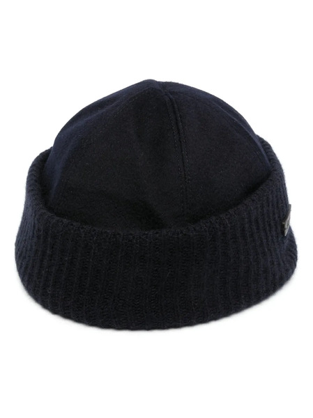  Loro Piana Logo-patch Leather Beanie - Blue 