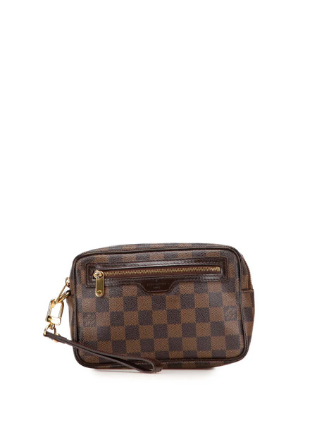  Louis Vuitton Pre-owned 2011 Damier Ebene Pochette Billets Macao Clutch Bag - Brown 