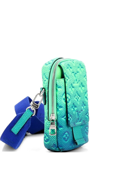  Louis Vuitton Pre-owned Double Phone Pouch Limited Edition Illusion Monogram Taurillon Leather Crossbody Bag - Green 