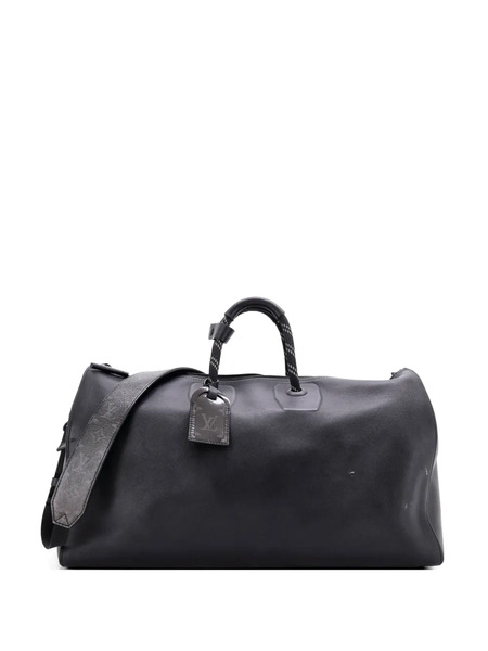  Louis Vuitton Pre-owned Keepall Bandouliere Bag Dark Infinity Leather With Monogram Eclipse Glaze Canvas 50 Travel Bag - Black 