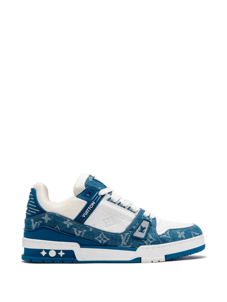  Louis Vuitton Pre-owned Lv Trainer Monogram Denim Sneakers - White 