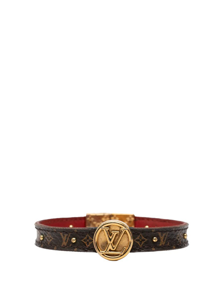  Louis Vuitton Pre-owned 2018 Monogram And Calfskin Lv Circle Reversible Bracelet Costume Bracelet - Brown 