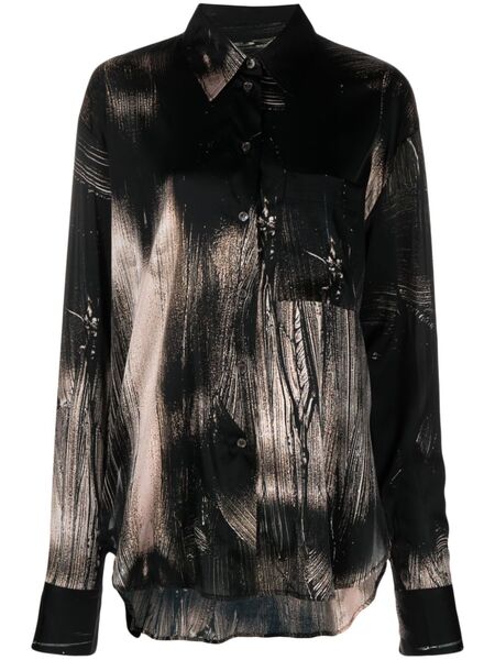  Louisa Ballou Abstract-pattern Print Long-sleeve Shirt - Black 