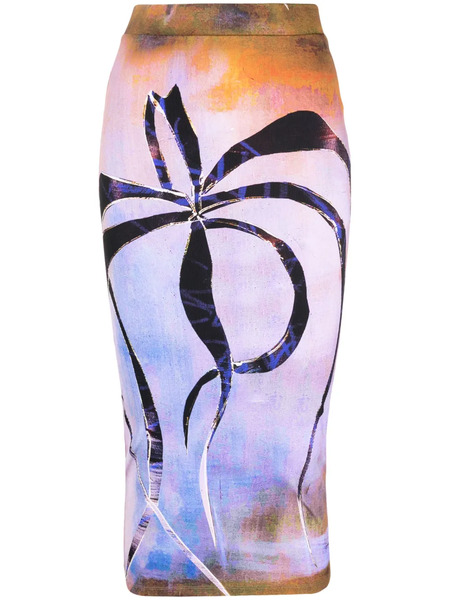 Louisa Ballou Enigma-print Jersey Midi Skirt - Purple 