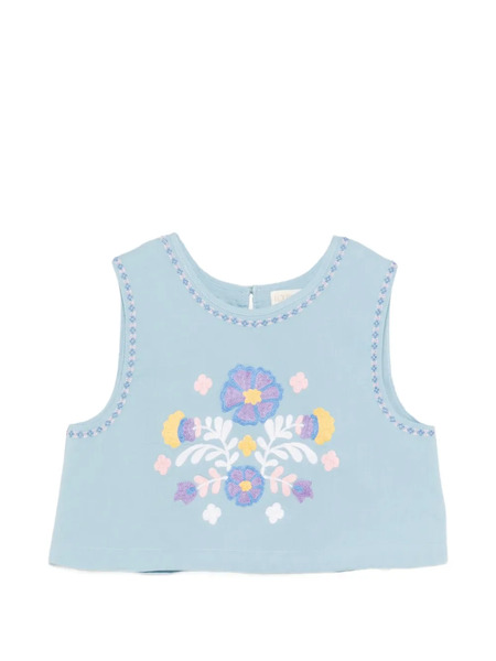  Louise Misha Kids Albane Floral-embroidered Top - Blue 