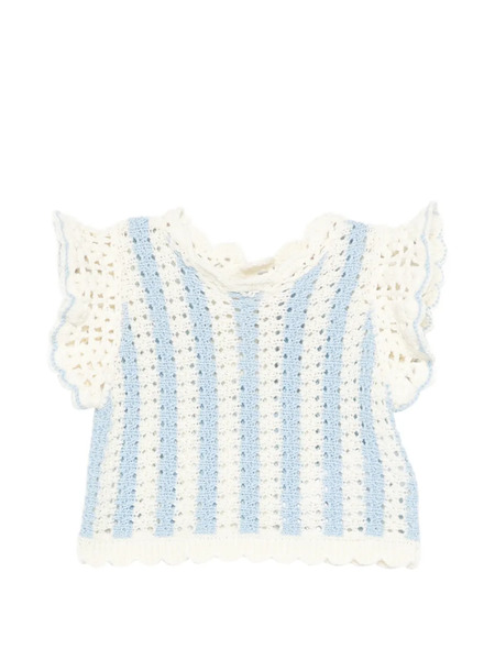  Louise Misha Kids Striped Crochet Top - White 