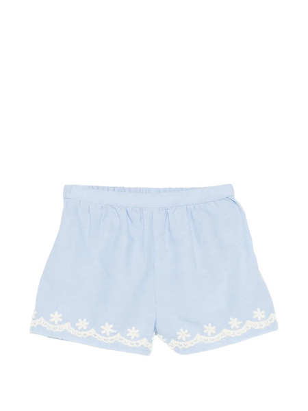  Louise Misha Kids Vally Embroidered-trim Shorts - Blue 