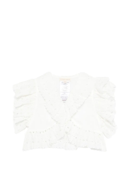  Louise Misha Ruffled Eyelet Top - White 