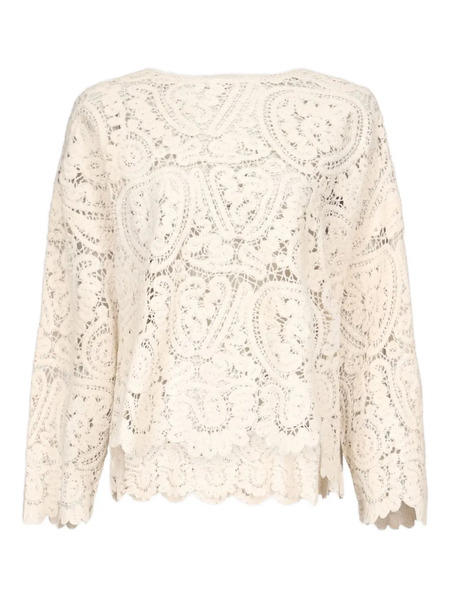  Loulou De Saison Arold Crochet Lace Sweater - Neutrals 