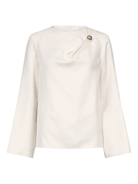  Loulou De Saison Azae Draped Metallic-ornament Blouse - White 