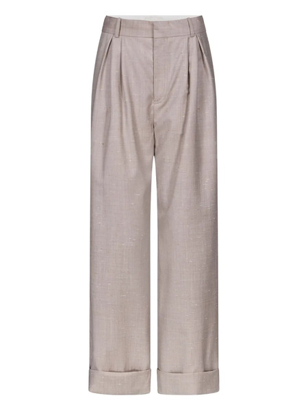  Loulou De Saison Davy Pleated Rolled Trousers - Neutrals 