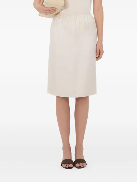  Loulou De Saison Elastic-waist Silk Midi Skirt - Neutrals 