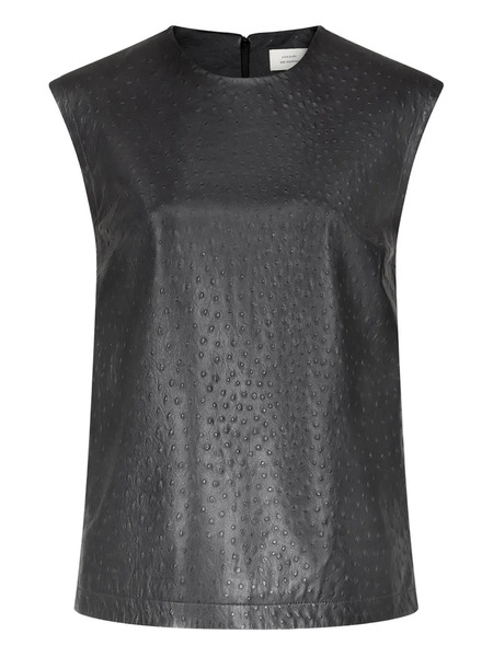  Loulou De Saison Fiza Ostrich-effect Leather Top - Black 
