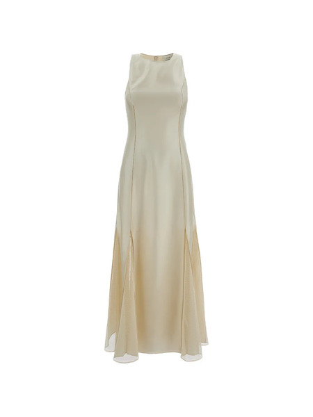  Loulou De Saison Iraka Mesh Panel A-line Dress - Neutrals 