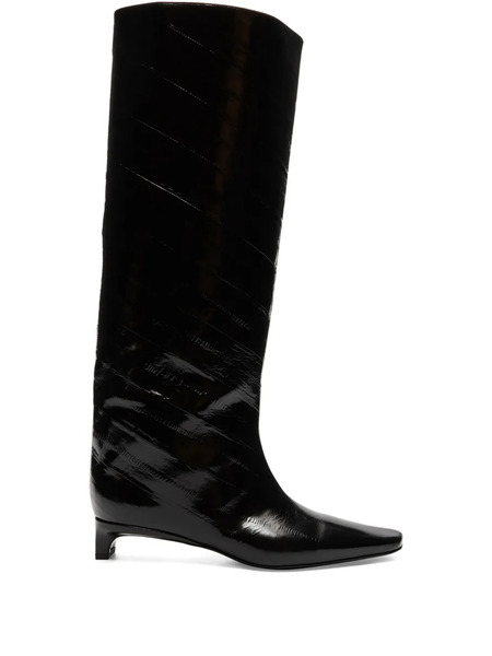  Loulou De Saison 35mm Joan Eel-effect Leather Beveled-toe Boots - Black 