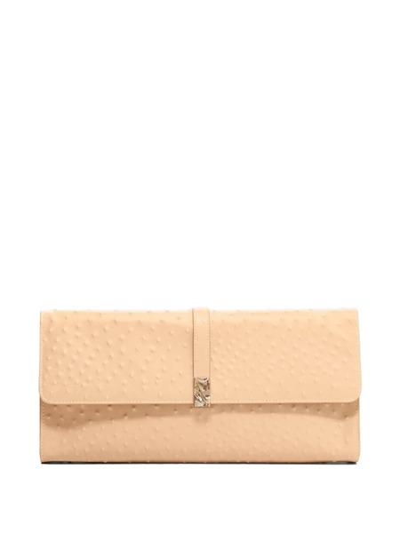  Loulou De Saison Mohini Ostrich-effect Leather Clutch Bag - Neutrals 