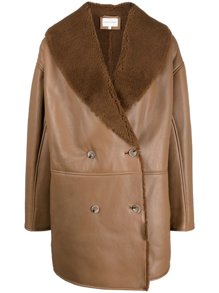  Loulou De Saison Namo Double-breasted Shearling-lined Coat - Brown 