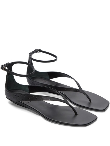 Loulou De Saison Niham Textured Ankle-strap Sandals - Black 