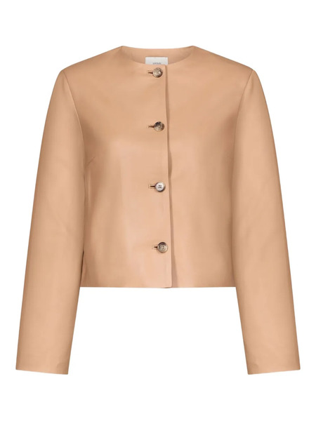  Loulou De Saison Raho Button Leather Jacket - Neutrals 