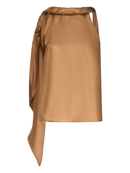  Loulou De Saison Wilma Twisted-collar Blouse - Brown 