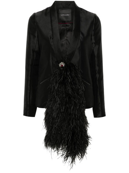  Loulou Feather-sash Blazer - Black 