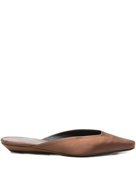  Loulou Liz Satin Pointed-toe Mules - Brown 