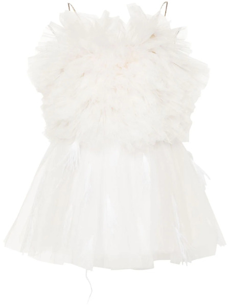  Loulou Round-neck Ruffled Minidress - White 
