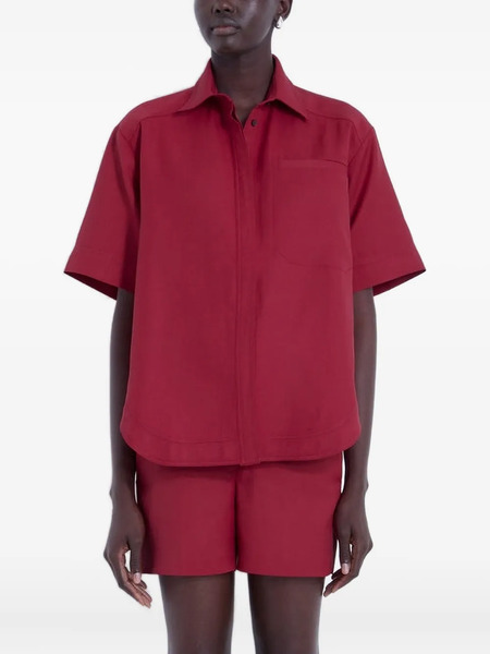  Loulou Short-sleeve Pocketed Shirt - Red 