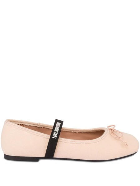  Love Moschino Bow Strap Ballet Flats - Pink 
