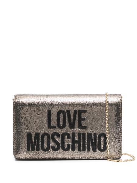  Love Moschino Chain-strap Logo-patch Crossbody Bag - Gold 