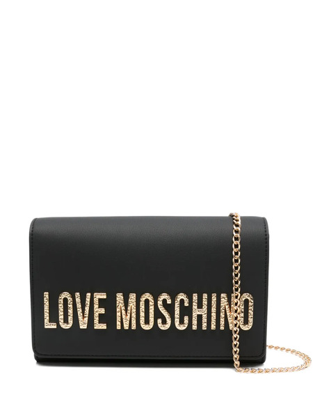  Love Moschino Logo-plaque Chain-strap Clutch Bag - Black 