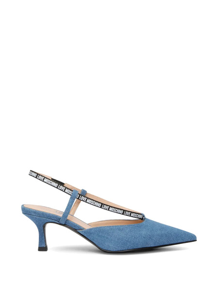  Love Moschino Point Toe Strap Pumps - Blue 