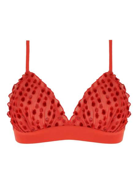  Love Stories Velvet-dot Triangle Bra - Red 