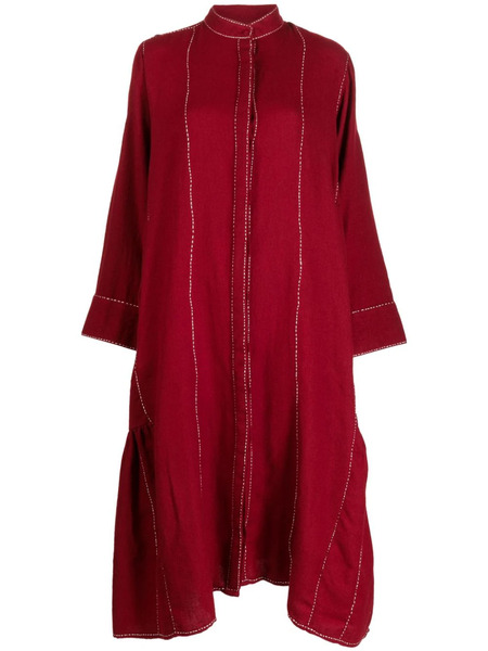  Lovebirds Button-up Wool Midi Dress - Red 