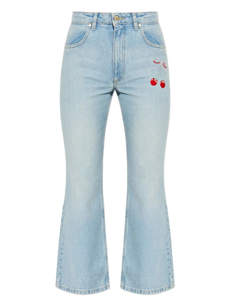  Loveshackfancy Cherry-embroidery Jeans - Blue 