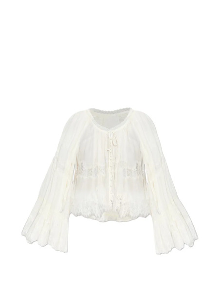  Loveshackfancy Darline Lace Bell-sleeve Blouse - White 