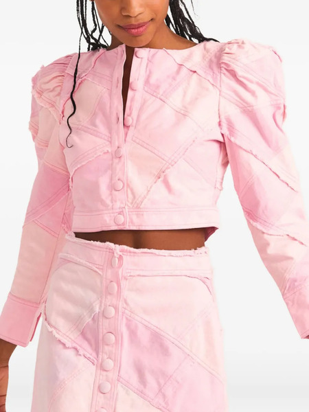  Loveshackfancy Eleora Buttoned Cropped Jacket - Pink 