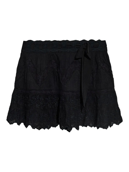  Loveshackfancy Embroidered Ruffled Skirt - Black 