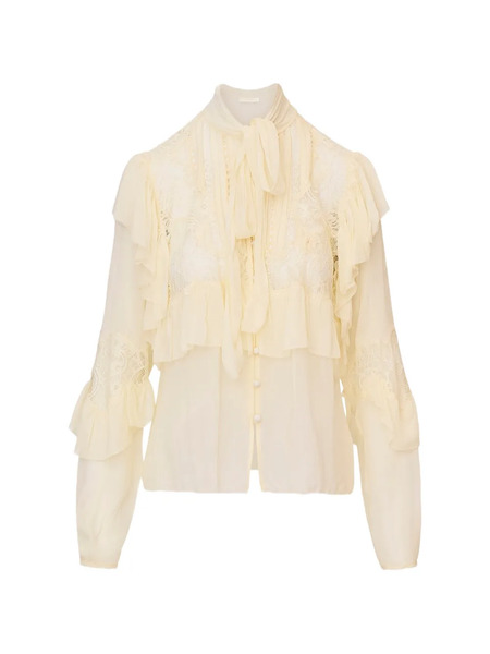  Loveshackfancy Farah Lace Blouse - Neutrals 